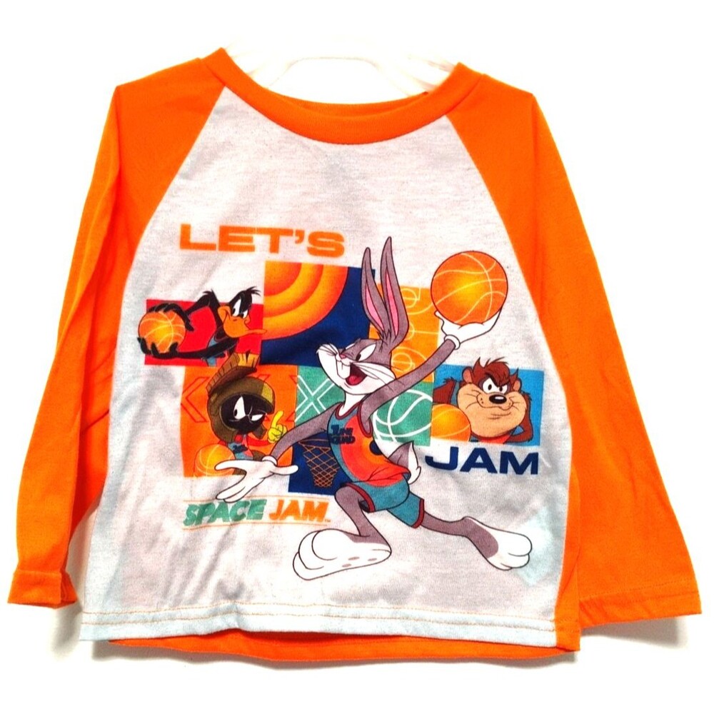 Space Jam sz 4 boys shirt long sleeve orange pullover outdoor lightweight kids